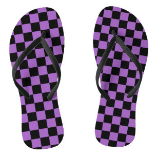 Chanclas Lavanda y patrón negro de verificación