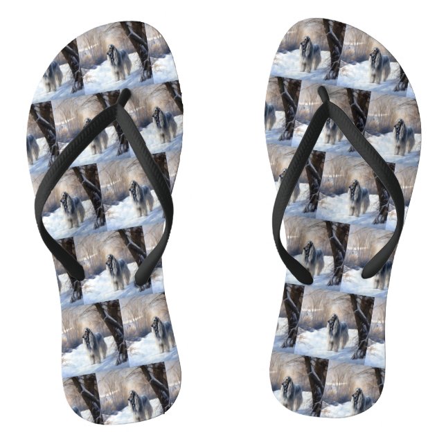 Chanclas Lebrel Afgano Deja que nieve Navidad (Plantilla)