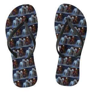 Chanclas Lebrel afgano paseo en trineo nevado decoración de