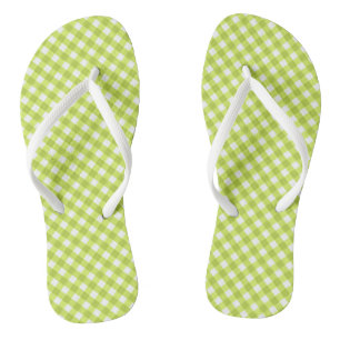Chanclas Lemon Green Gingham Design Flip Flops