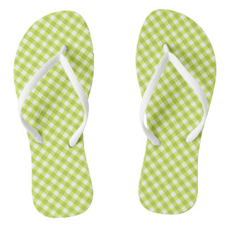 Chanclas Lemon Green Gingham Design Flip Flops