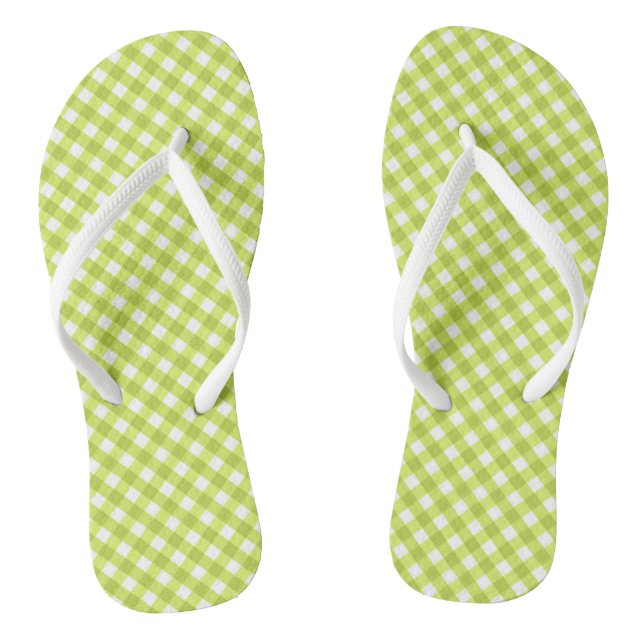 Chanclas Lemon Green Gingham Design Flip Flops (Plantilla)