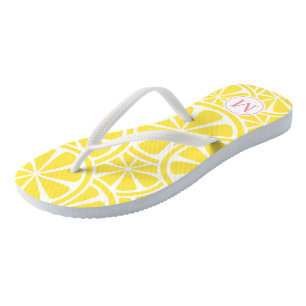 Chanclas Lemon Slices Monograma Flip Flops amarillo y rosa