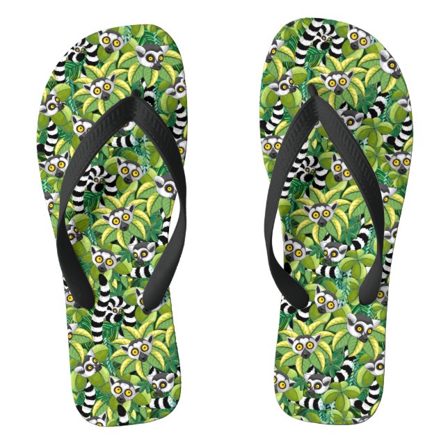 Chanclas Lémures de Madagascar en selva exótica (Plantilla)
