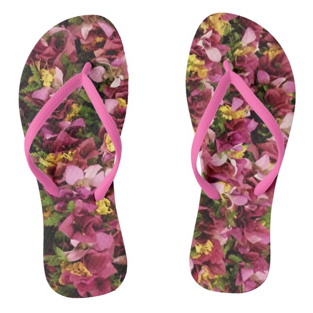 Chanclas Leones de flores rosas hawaianas (Plantilla)