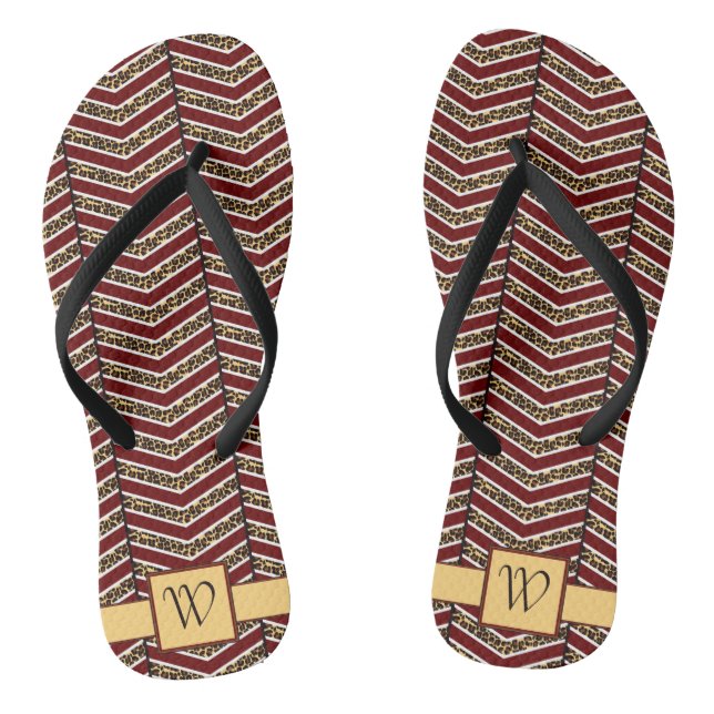 Chanclas Leopard Print Chevron Flip Flops (Plantilla)
