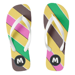 Chanclas Letras iniciales modernas coloridas retro l Amaril