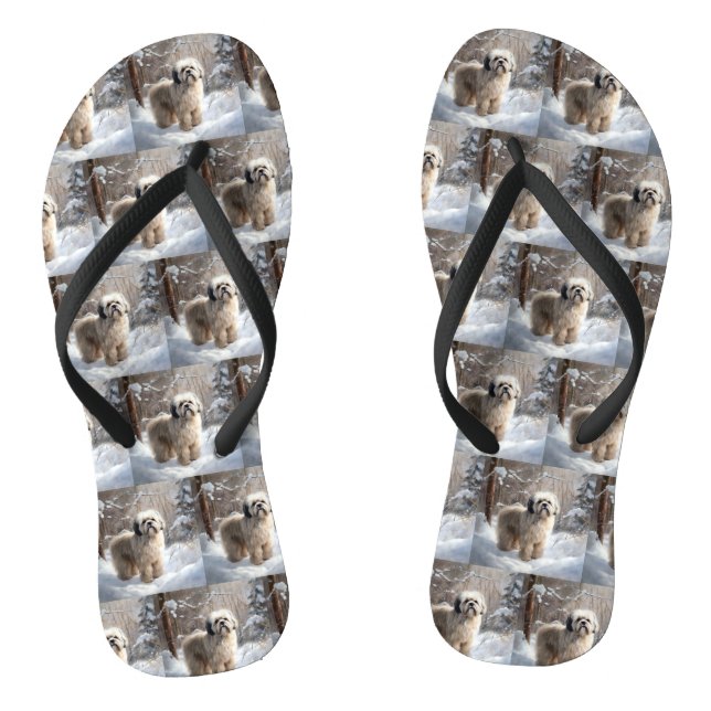 Chanclas Lhasa Apso Deja que nieve Navidad (Plantilla)