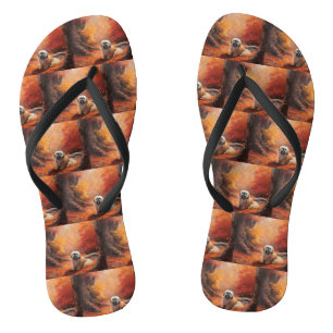 Chanclas Lhasa Apso en Otoño Hojas Caídas Inspiran