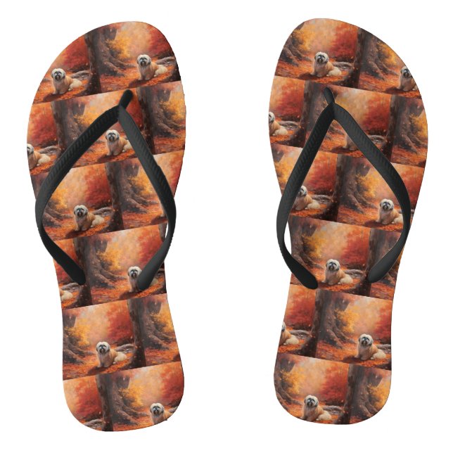 Chanclas Lhasa Apso en Otoño Hojas Caídas Inspiran (Plantilla)
