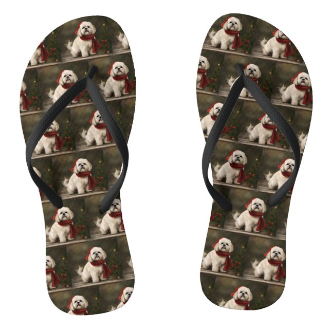 Chanclas Lhasa Apso Perro en Navidad Nieve (Plantilla)