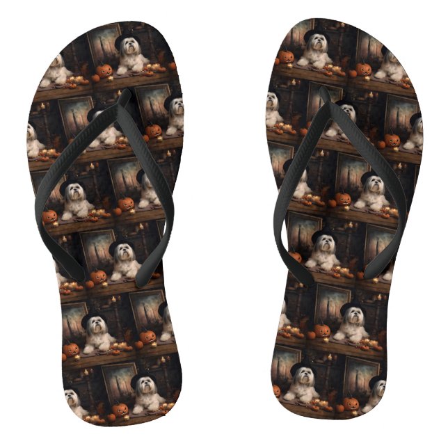 Chanclas Lhasa Apso Pumpkins Halloween Scary (Plantilla)