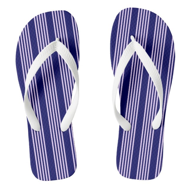 Chanclas Lilac púrpura y azul marino cinco rayas patrón (Plantilla)