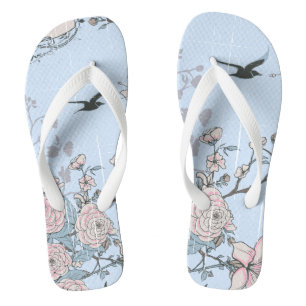 Chanclas Lilis rosadas y Rosas pastorales de estilo asiátic