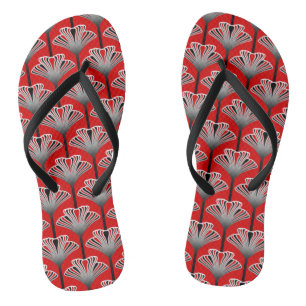 Chanclas Lily Art Deco, Rojo Profundo y Gris