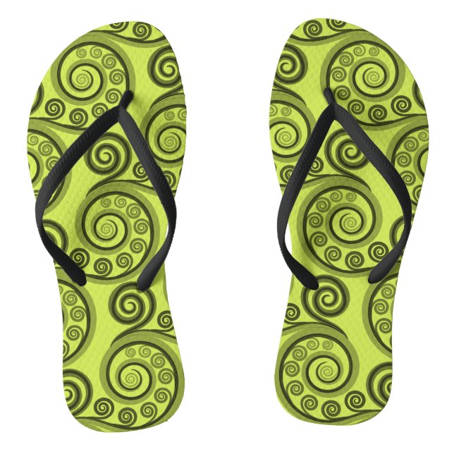 Chanclas Lime-Green koru Fern Leaves (Plantilla)