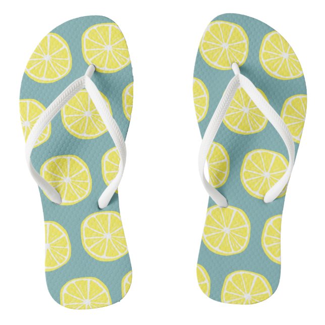 Chanclas Limón Cítrico Verano Fruta Tropical Amarillo Verde (Plantilla)