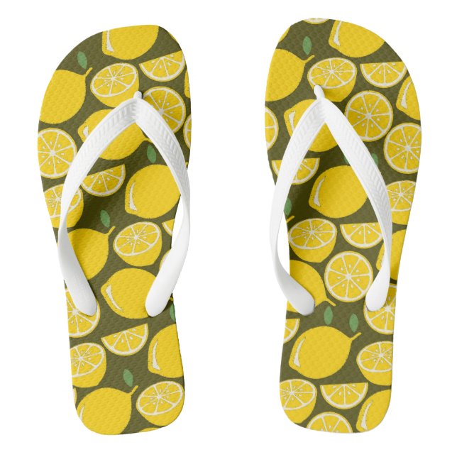 Chanclas Limones Amarillos y Patrón Verde Oliva: Citrus Mod (Plantilla)