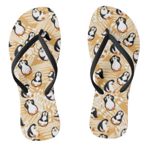 Chanclas linda playa pingüinos tropicales Flip Flops