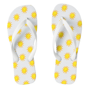 Chanclas Lindo patrón de sol de cara feliz de verano blanco