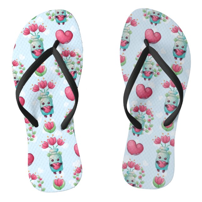 Chanclas Lindo patrón floral Mason Jar Hearts (Plantilla)