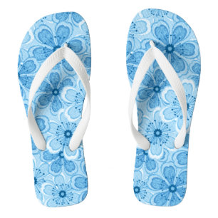 Chanclas Línea floral Art White N Blue
