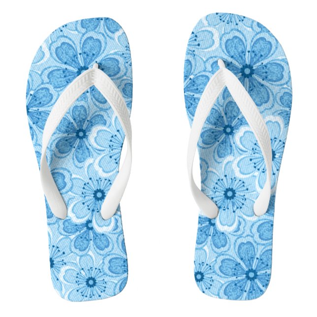 Chanclas Línea floral Art White N Blue (Plantilla)
