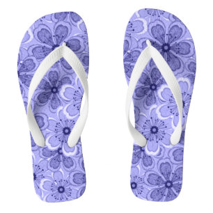 Chanclas Línea floral Arte blanco N púrpura