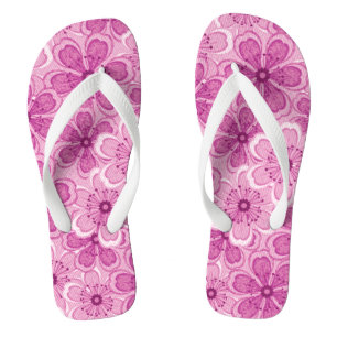 Chanclas Línea floral Arte Blanco N Raspberry Rosa