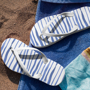 Chanclas Líneas simples de acuarela irregular - azul