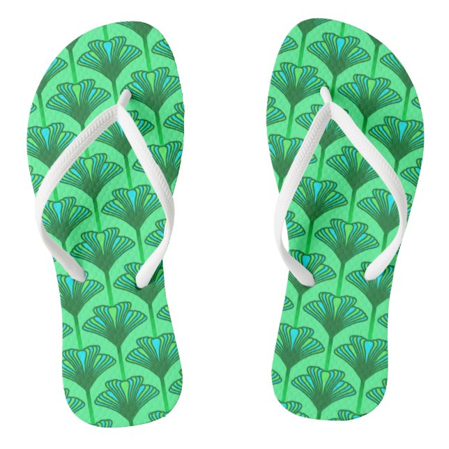 Chanclas Lirio art déco, verde jade y turquesa (Plantilla)