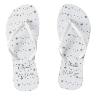 Chanclas Lively Silver Stars Personalizado Bride Flipflops
