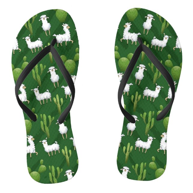 Chanclas Llamas blancas en un campo de cactus (Plantilla)