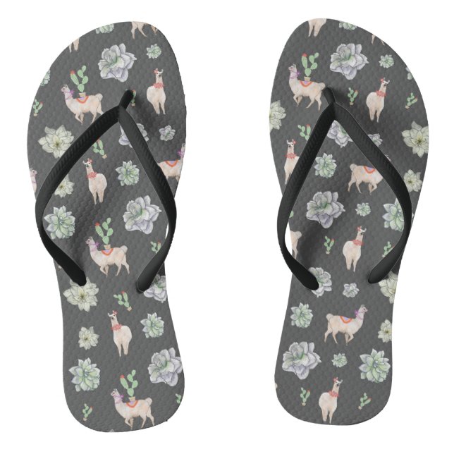 Chanclas Llamas en el desierto con cactus y amaryllis (Plantilla)