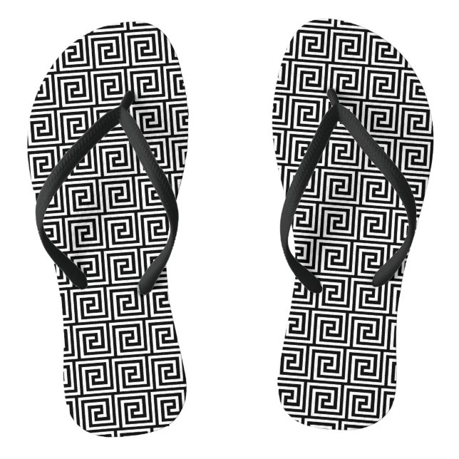 Chanclas Llave griega, negro y blanco (Plantilla)
