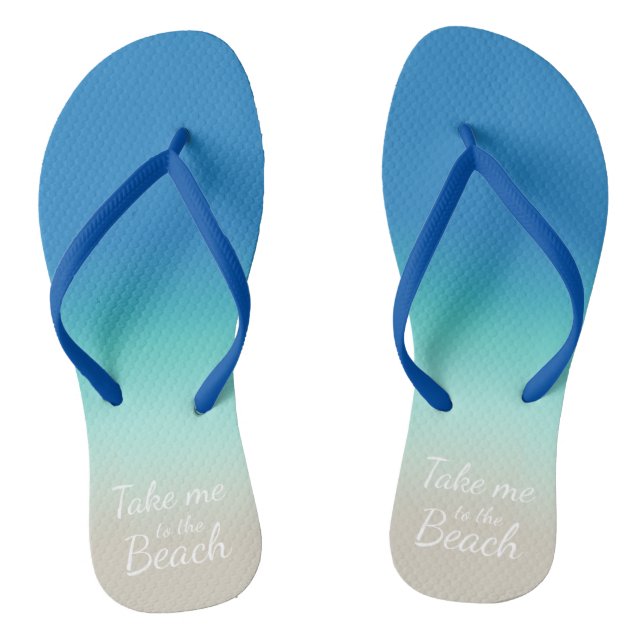 Chanclas "Llévame A La Playa" Ombre Azul Moderno (Plantilla)