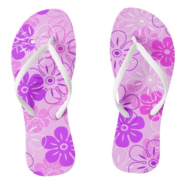 Chanclas Lluvia de flores en Hawaii Floral retro (Plantilla)