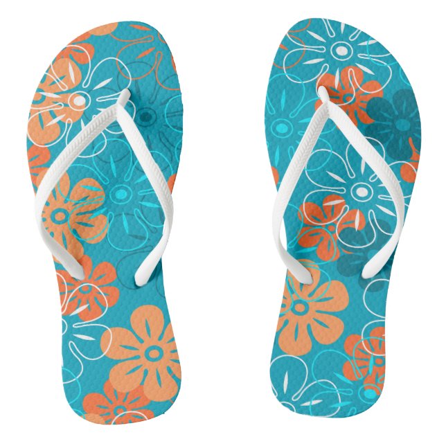 Chanclas Lluvia de flores en Hawaii Floral retro (Plantilla)