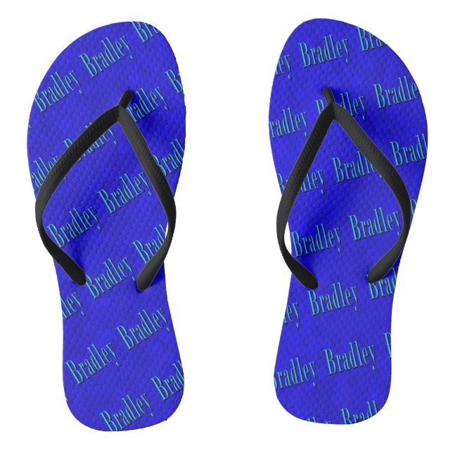 Chanclas Logotipo del nombre Blue Bradley en mosaico azul, (Plantilla)