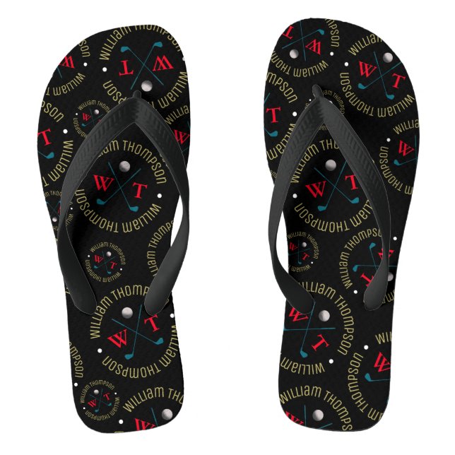 Chanclas Logotipo tradicional de Golfer negro estampado con (Plantilla)
