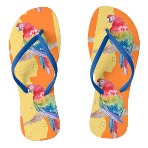 Chanclas Loro Loros Tropical Guacamayo Pájaro Naranja Hombr