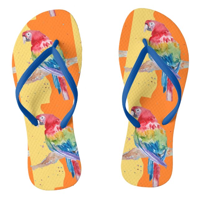 Chanclas Loro Loros Tropical Macaw Pájaro Naranja Hombres (Plantilla)