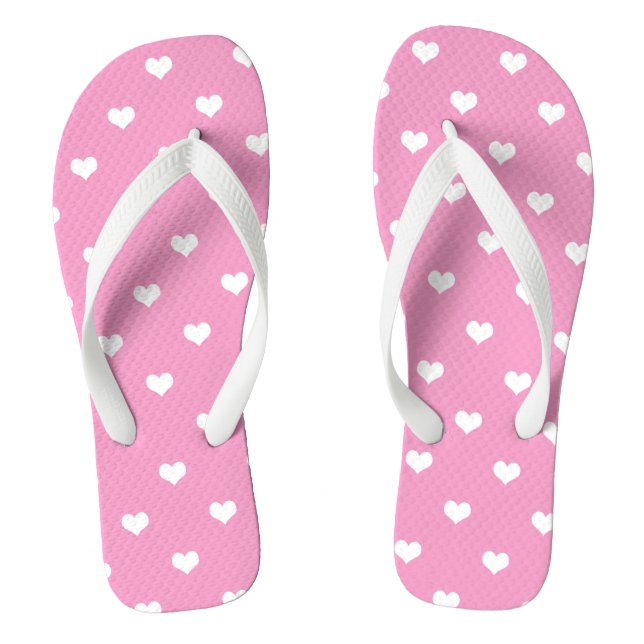 Chanclas Los corazones de amor blancos en rosa (Plantilla)