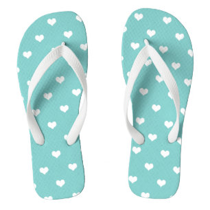 Chanclas Los corazones de amor blancos sobre el turquesa