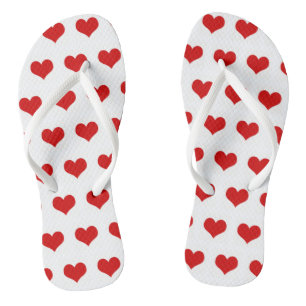 Chanclas Los corazones rojos hermosos imprimen fisuras blan