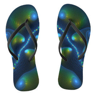 Chanclas Luces de fantasía Resumen Fractal amarillo verde a