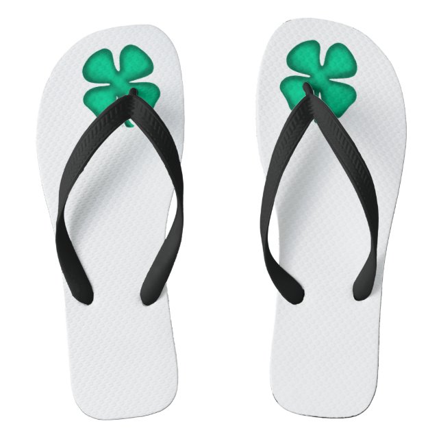 Chanclas Lucky 4 Leaf Irish Clover blanco bl grandes roscas (Plantilla)