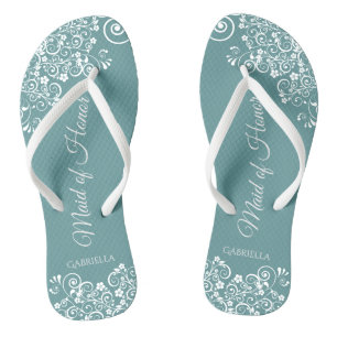 Chanclas Lugar blanco en una Verde azulada y elegante emple