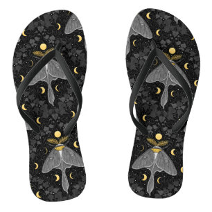 Chanclas Luna, fases lunares y patrón de damasco de hiedra