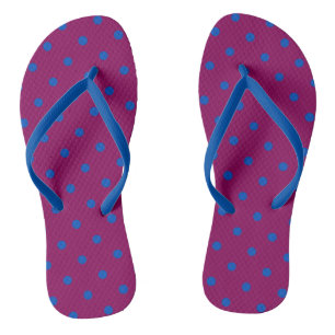 Chanclas Lunares Azules Brillantes sobre Patrón de Berenjen